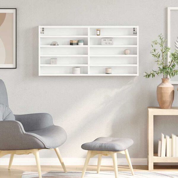 vidaXL Vitrine Cabinet White 100x8.5x50 cm Engineered Wood