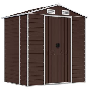 vidaXL Garden Shed Brown 191x130x198 cm Galvanised Steel