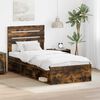 vidaXL Bed Frame with Headboard Smoked Oak 90 x 190 cm Solid Pine Wood