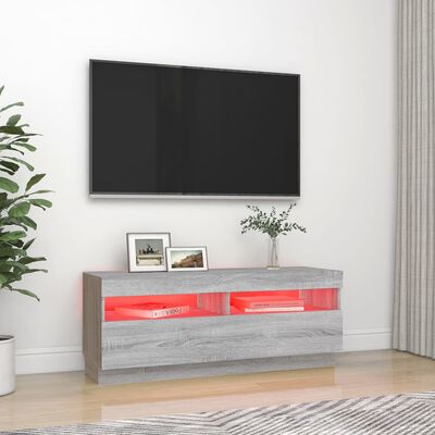 vidaXL TV Cabinet with LED Lights Grey Sonoma 100x35x40 cm