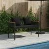 vidaXL Outdoor Bench with Cushion Black 117 x 54 x 74.5 cm Poly Rattan
