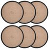 vidaXL Jute Placemets 6 pcs Natural and Black &Oslash; 30 cm 100% Tossa Jute