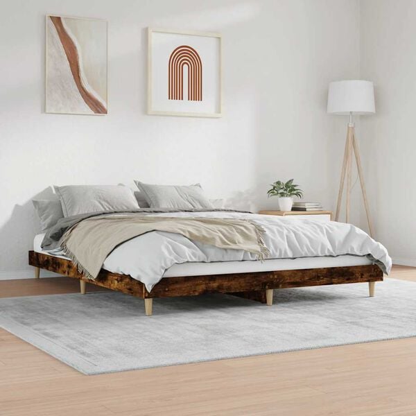 vidaXL Bed Frame without Mattress Smoked Oak 120x200 cm Engineered Wood