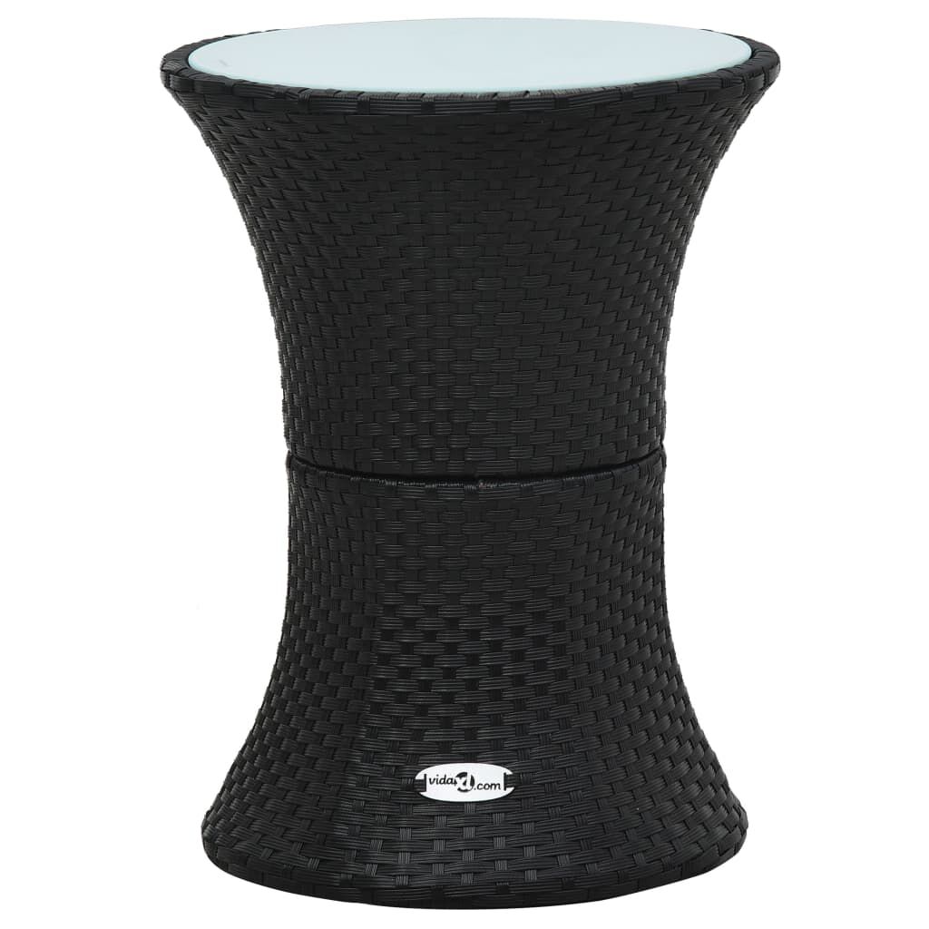 vidaXL Garden Side Table Drum Shape Black Poly Rattan vidaXL