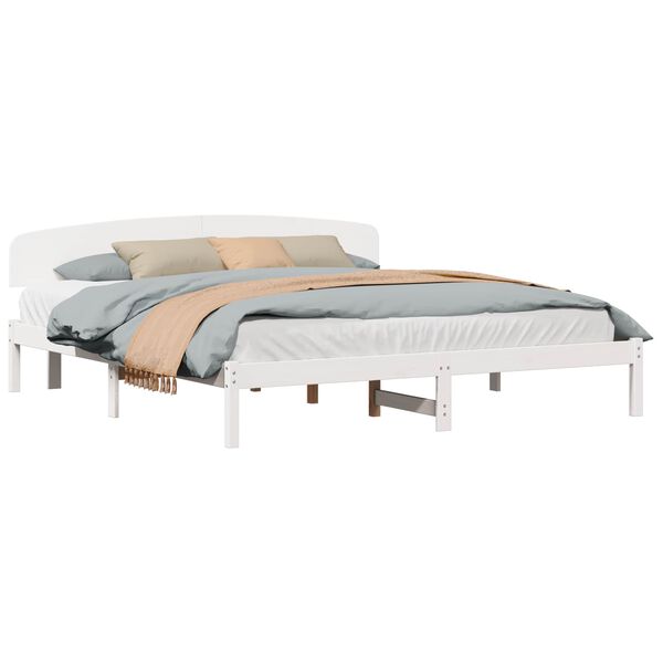 vidaXL Bed Frame with Headboard White 180 x 200 cm Solid Pine Wood