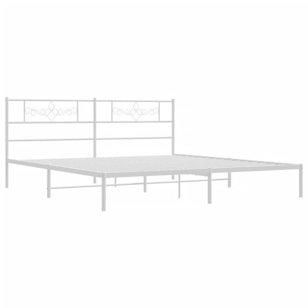 vidaXL Metal Bed Frame without Mattress with Headboard White 200x200cm