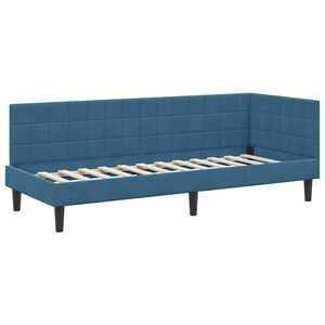 vidaXL Corner Bed Frame with Headboard Blue 80 cm x 200 cm Velvet