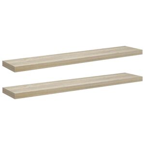 vidaXL Wall Shelf | Set of 2 | Oak | Honeycomb MDF, metal | Medium | Wall Shelf