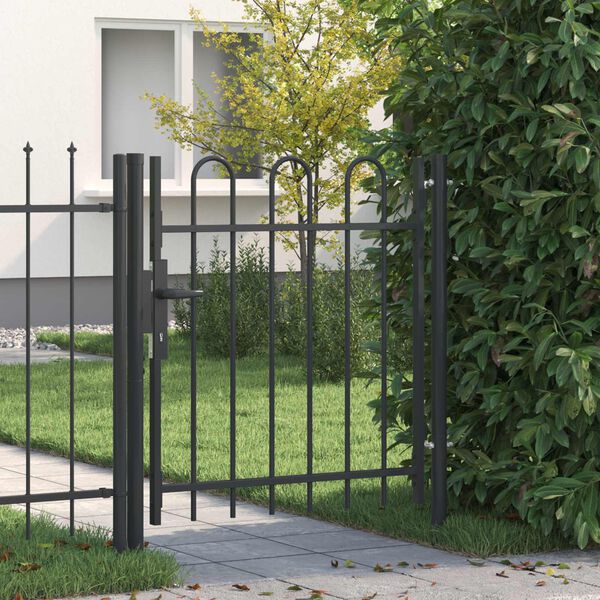 vidaXL Fence Gate with Lock Grey 103 x 150 cm Powder-Coated Steel
