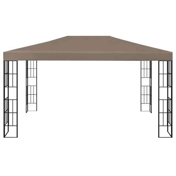 vidaXL Gazebo with LED String Lights 4x3 m Taupe