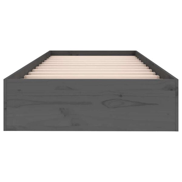 vidaXL Bed Frame without Mattress Grey Solid Wood 75x190 cm Small Single Small Single