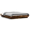 vidaXL Bed Frame with LED Lights without Mattress Smoked Oak 140x200cm