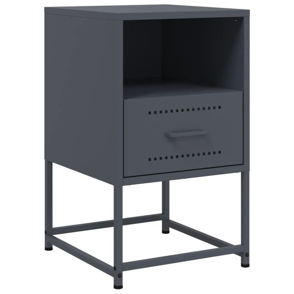 vidaXL Bedside Cabinet Anthracite 36x39x60.5 cm Steel