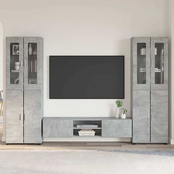 vidaXL TV Cabinet Set with Drawer Concrete Grey Engineered Wood