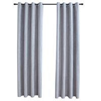 vidaXL Blackout Curtains with Metal Rings 2 pcs Grey 140x175 cm