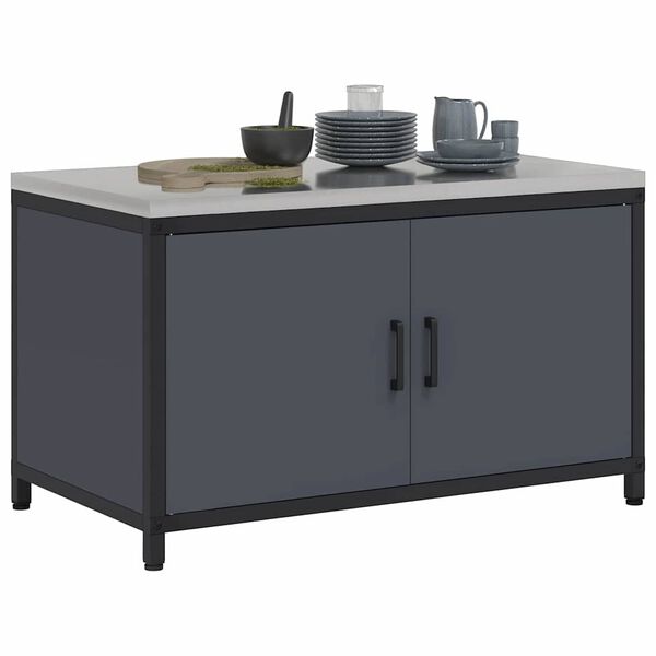 vidaXL Kitchen Storage with Shelf Anthracite 90 x 50 x 53 cm Steel