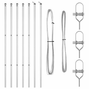 vidaXL Embedded Fence Post 7 pcs Silver Powder-Coated Steel