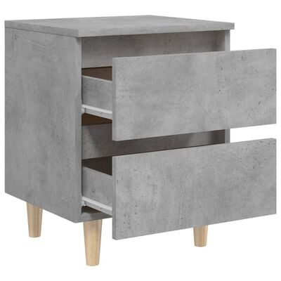 vidaXL Bed Cabinets & Solid Pinewood Legs 2 pcs Concrete Grey 40x35x50 cm