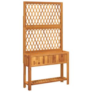 vidaXL Planter with Trellis and Shelf 100x32x185 cm Solid Wood Acacia