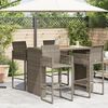 vidaXL Garden Bar Table with Acacia Wood Top Grey 145x80x110 cm Poly Rattan
