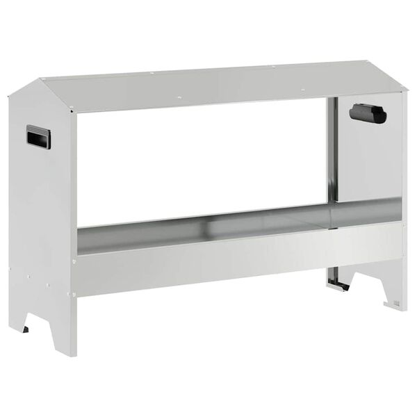 vidaXL Chicken Feeding Trough Silver 81 x 32 x 53.5 cm