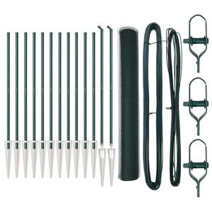 vidaXL Hexagonal Fence with Post 25 x 1 m PVC-Coated Steel Dark green