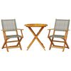 vidaXL 3 Piece Bistro Set Grey Poly Rattan and Solid Wood