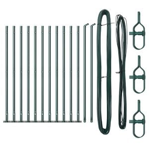 vidaXL Fence Post with Concrete Base 13 pcs Green Powder-Coated Steel