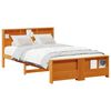 vidaXL Bed Frame with Shelf Wax Brown 120 x 200 cm Solid Pine Wood