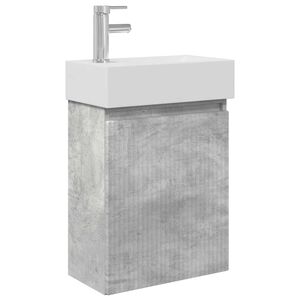 vidaXL Bathroom Vanity Unit with Tap Concrete Grey 45.5 x 22.5 x 84 cm