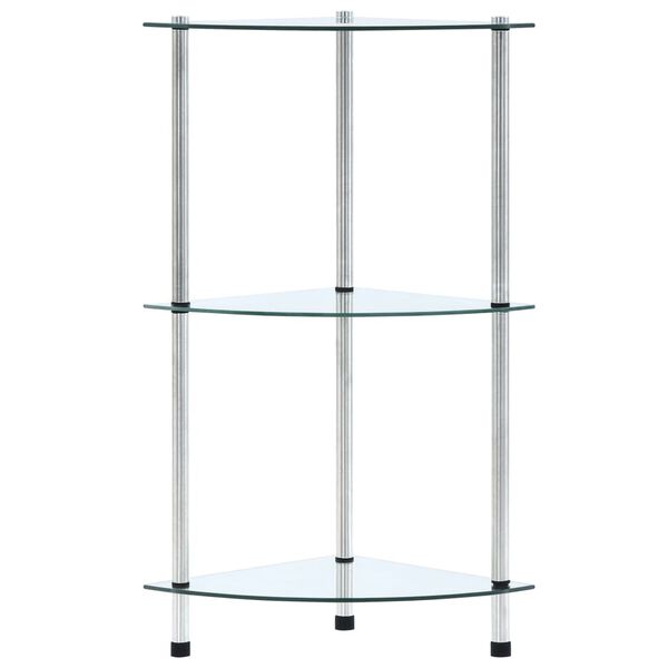 vidaXL 3-Tier Shelf Transparent 30x30x67 cm Tempered Glass