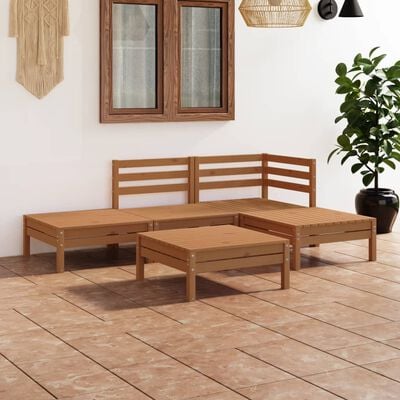 vidaXL 5 Piece Garden Lounge Set Solid Pinewood Honey Brown