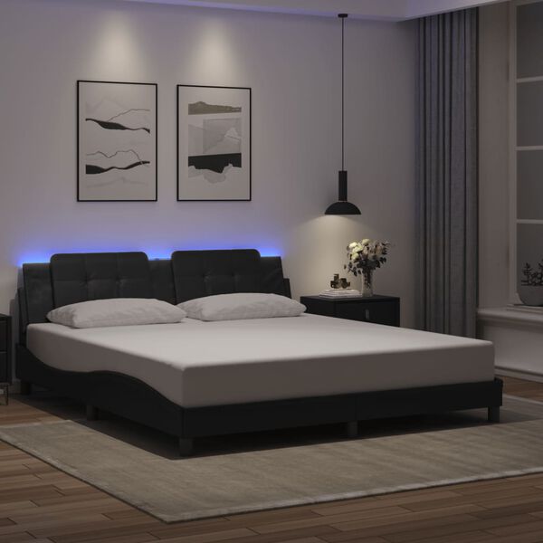 vidaXL Bed Frame with LED without Mattress "Zadar" Black 180x200 cm