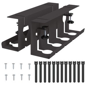 vidaXL Under Desk Cable Management Tray 2 pcs Black 43 x 10 x 15 cm