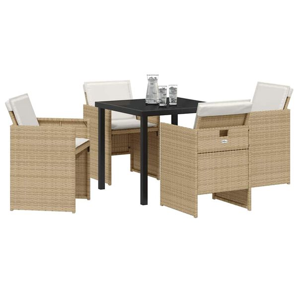 vidaXL Garden Dining Set 5 pcs Beige Poly Rattan
