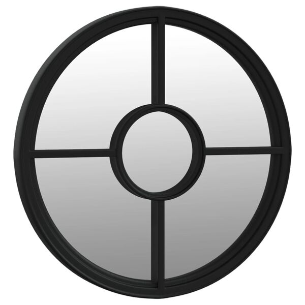 vidaXL Mirror Black 60x4 cm Iron Round for Indoor Use