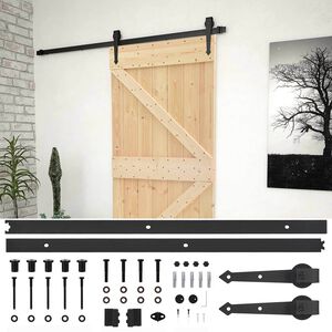 vidaXL Sliding Door 80 x 210 cm Solid Pine Wood Natural and Black