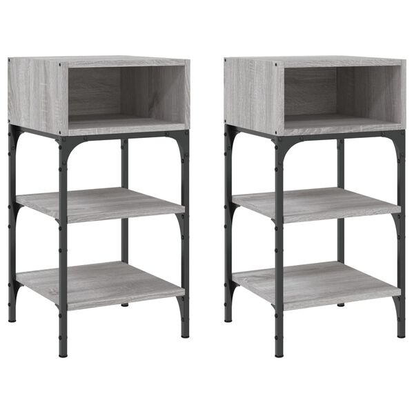 vidaXL Bedside Tables 2 pcs Grey Sonoma 35x34.5x70 cm Engineered Wood