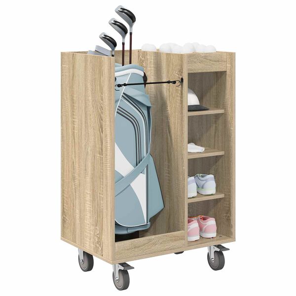 vidaXL Golf Cabinet with Wheel Plain Sonoma Oak 65 x 45 x 98 cm