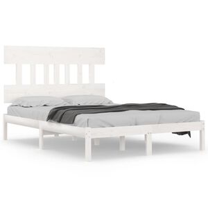 vidaXL Bed Frame without Mattress White 140x200 cm Solid Wood