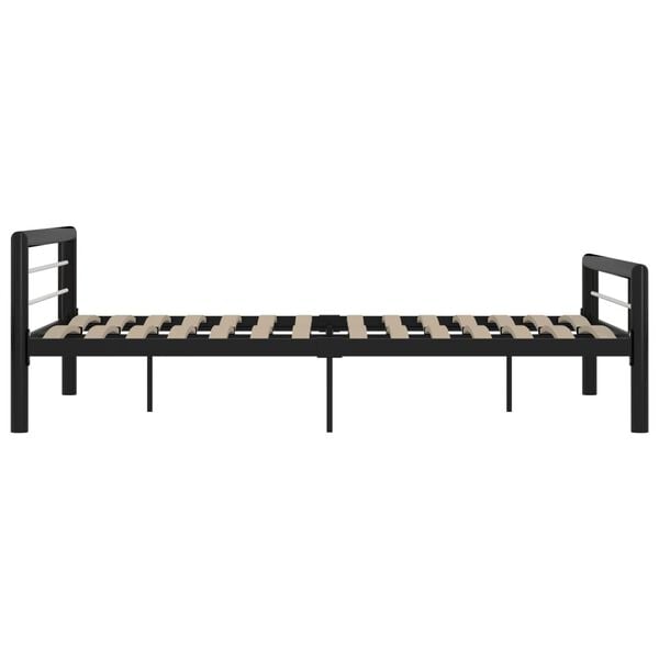 vidaXL Bed Frame without Mattress Black and White Metal 120x200 cm