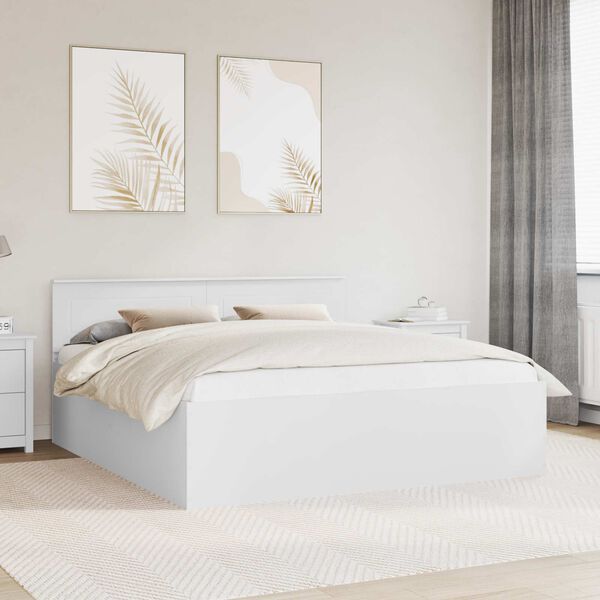 vidaXL Bed Frame with Headboard White 180 x 200 cm Engineered Wood