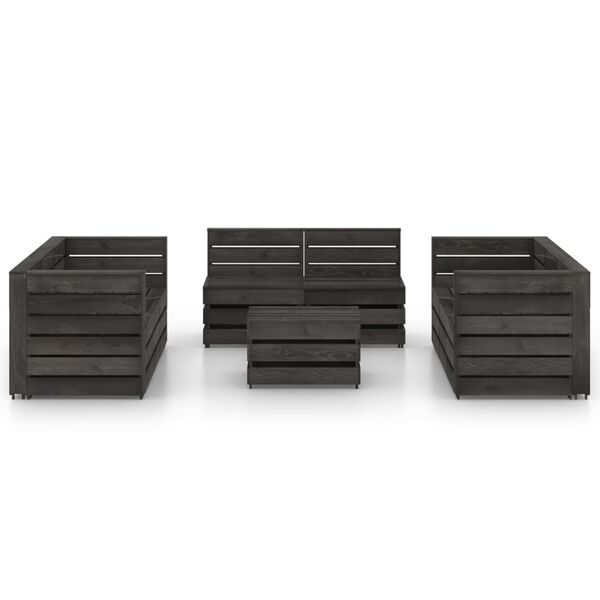 vidaXL 9 Piece Garden Lounge Set Grey Impregnated Pinewood