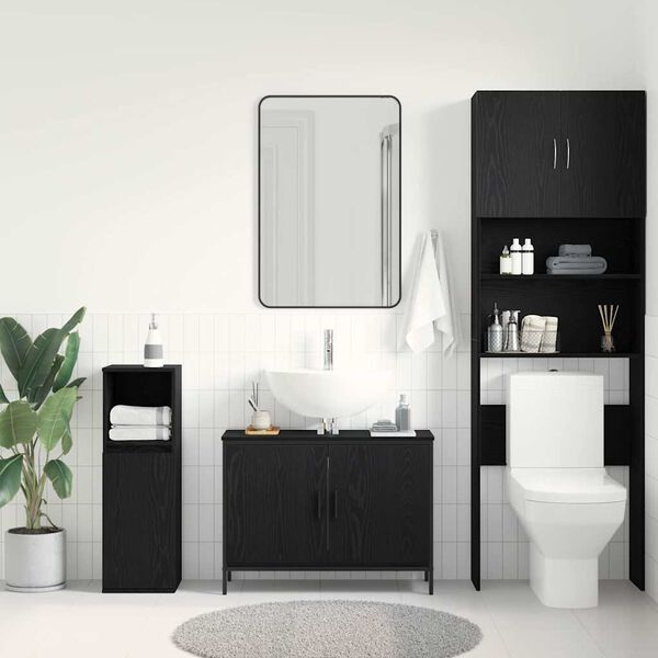 vidaXL Bathroom Sink Cabinet Black Oak 80 x 30 x 60 cm Engineered Wood
