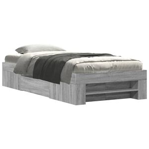 vidaXL Bed Frame without Mattress Grey Sonoma 90x190 cm Single Engineered Wood