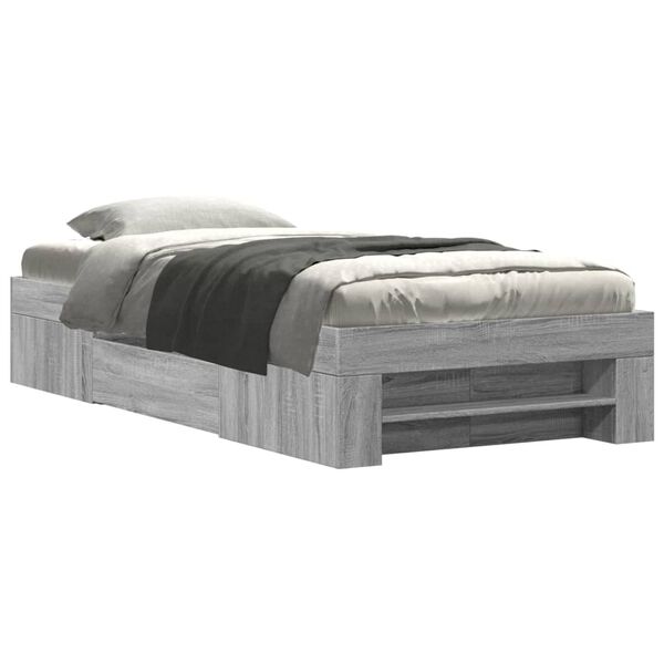 vidaXL Bed Frame without Mattress Grey Sonoma 90x190 cm Single Engineered Wood