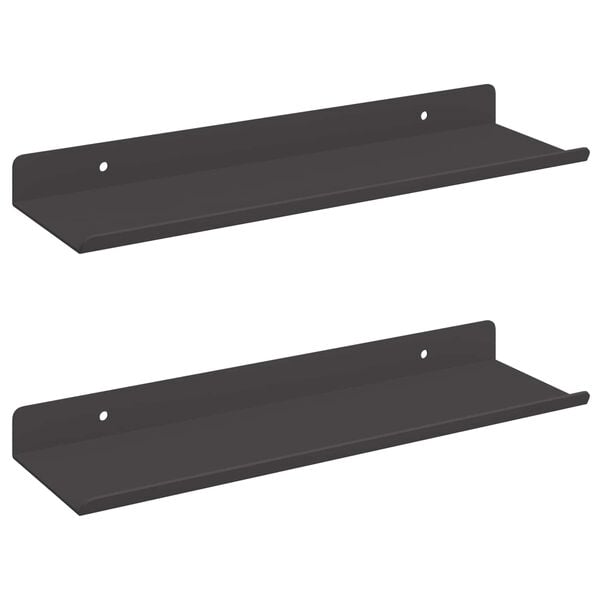 vidaXL Wall Shelf with Shelf Wall-mounted 2 pcs Black 30 x 9 x 2.5 cm