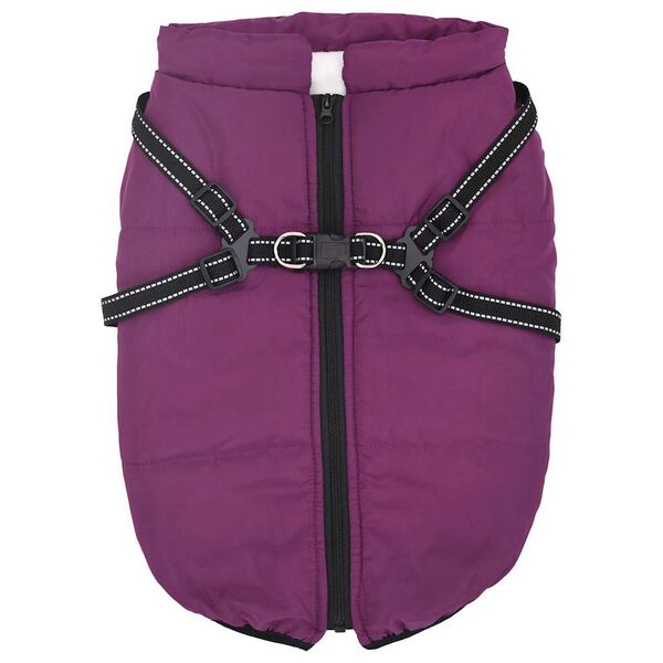 vidaXL Dog Coat with Harness Waterproof Reflective Purple 5XL