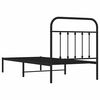 vidaXL Metal Bed Frame without Mattress with Headboard Black 90x200cm