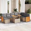 vidaXL 9 Piece Garden Sofa Set with Cushions Beige Poly Rattan Acacia